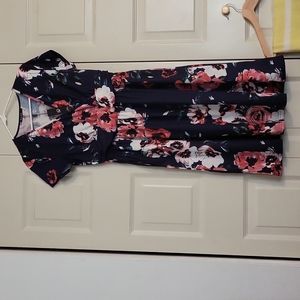 Navy Floral Dress with pockets